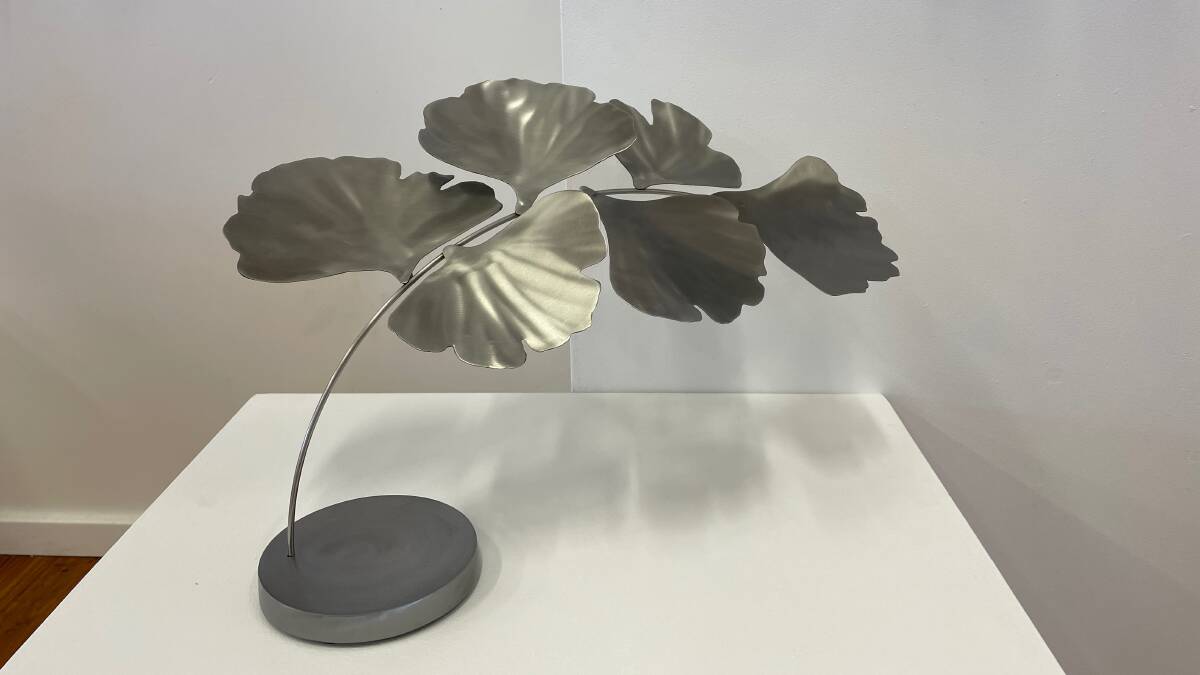 Jen Mallinson's sculptures inspired by maidenhair ferns are being exhibited at Sculpture Bermagui in the surf lifesaving club until March 19 and can be purchased. Picture by Marion Williams.