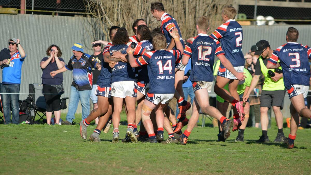 Roosters' players celebrating during their 2022 first grade grand final win. Picture by Ben Smyth. 