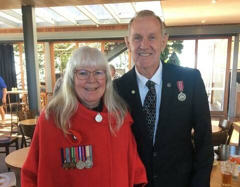 David and his wife Andrea Olson at the Tathra Pub after his Anzac Day address. Picture supplied