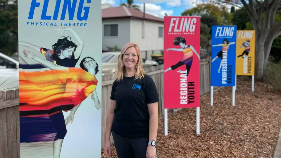 Co-artistic director Gabrielle Rose out the front of Fling Physical Theatre's new home in Bega. Picture by James Parker.