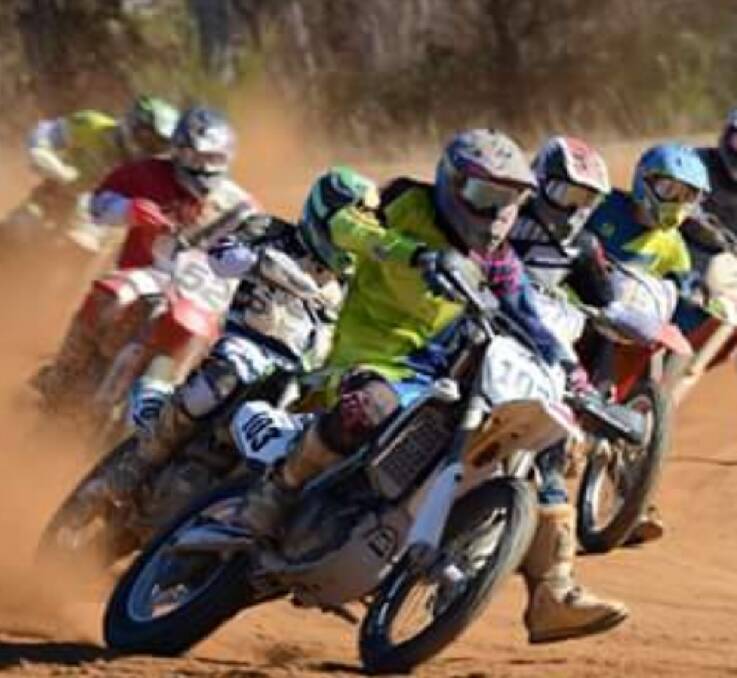 Dirt-flying action: Bega rider Kale Galeano leads a pack around a bend during the South Coast Cup weekend that was extremely well attended by more than 100 competitors. 