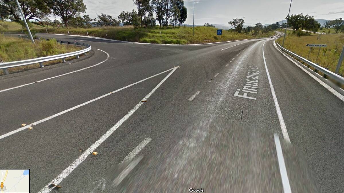 BEFORE: Prior to the recent roadworks, Finucane Lane residents benefited from a slip lane allowing safe turning off the Bega bypass.
