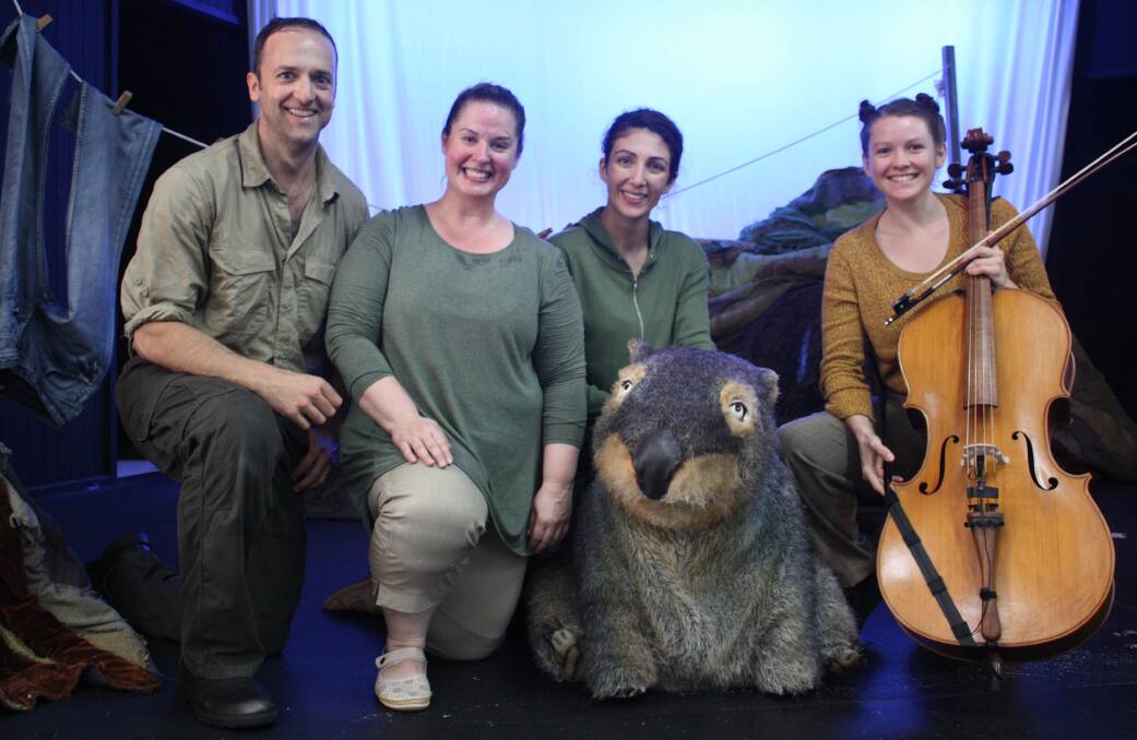 PUPPET PLAY: The Monkey Baa team greets the crowd after a wonderful performance of Diary of a Wombat at the Bermagui Community Centre on Saturday.