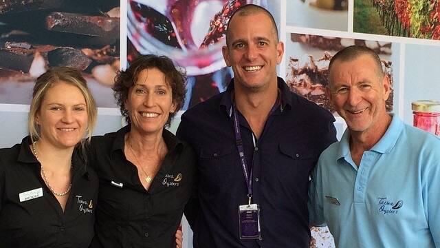 Fast Ed from Better Homes and Gardens interviews the Tathra Oysters team of (from left) Brooke, Jo and Gary Rodely at the 2015 Sydney Royal Easter Show. File photo