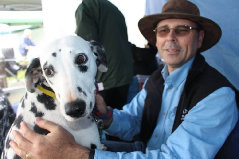 ON SHOW: Stuart Barr and Cassie, a three-year-old Dalmatian, at the All Breeds Champion Show and Obedience Trial held at Bermagui recently.