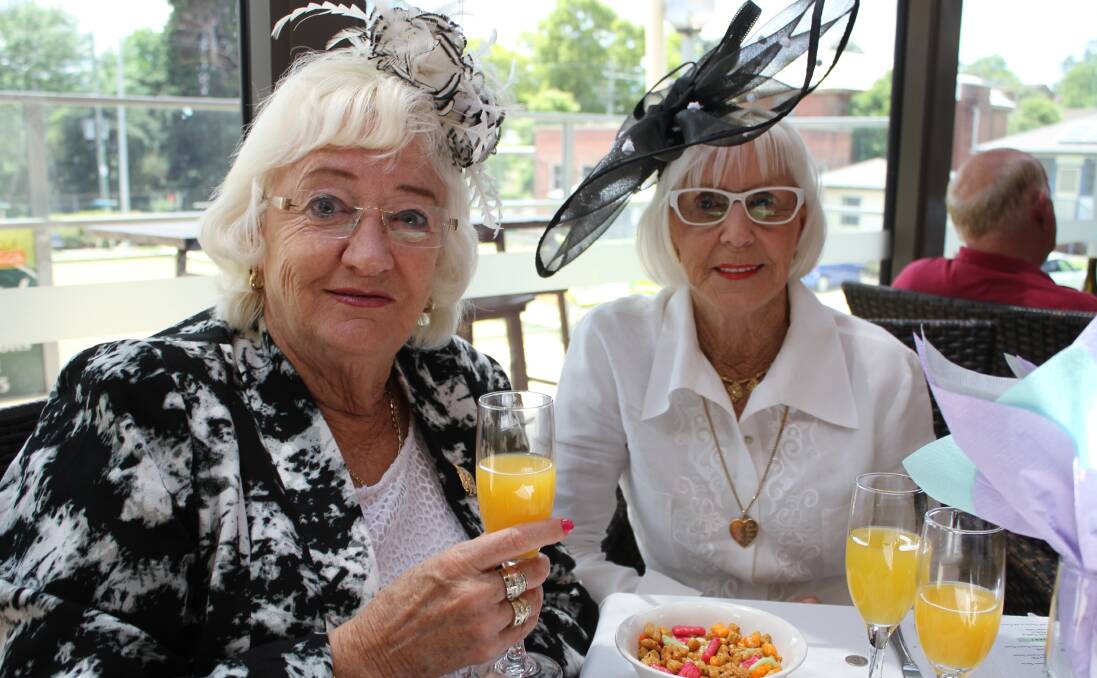 CUP LUNCH: Nola Robertson and Cecelie Mitchell at Club Bega ahead of the Melbourne Cup on Tuesday. Picture: Alasdair McDonald