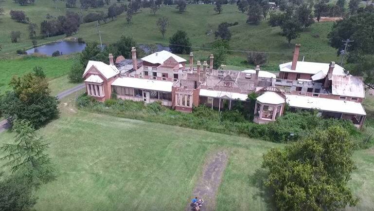 A screenshot of Matthew Nott's quadcopter footage of the Old Bega Hospital