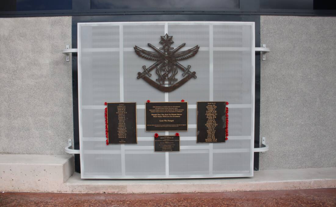 MEMORIAL: The War Memorial Honour Rolls for Bega have been reinstated on the external wall of the new Commemorative Civic Centre.