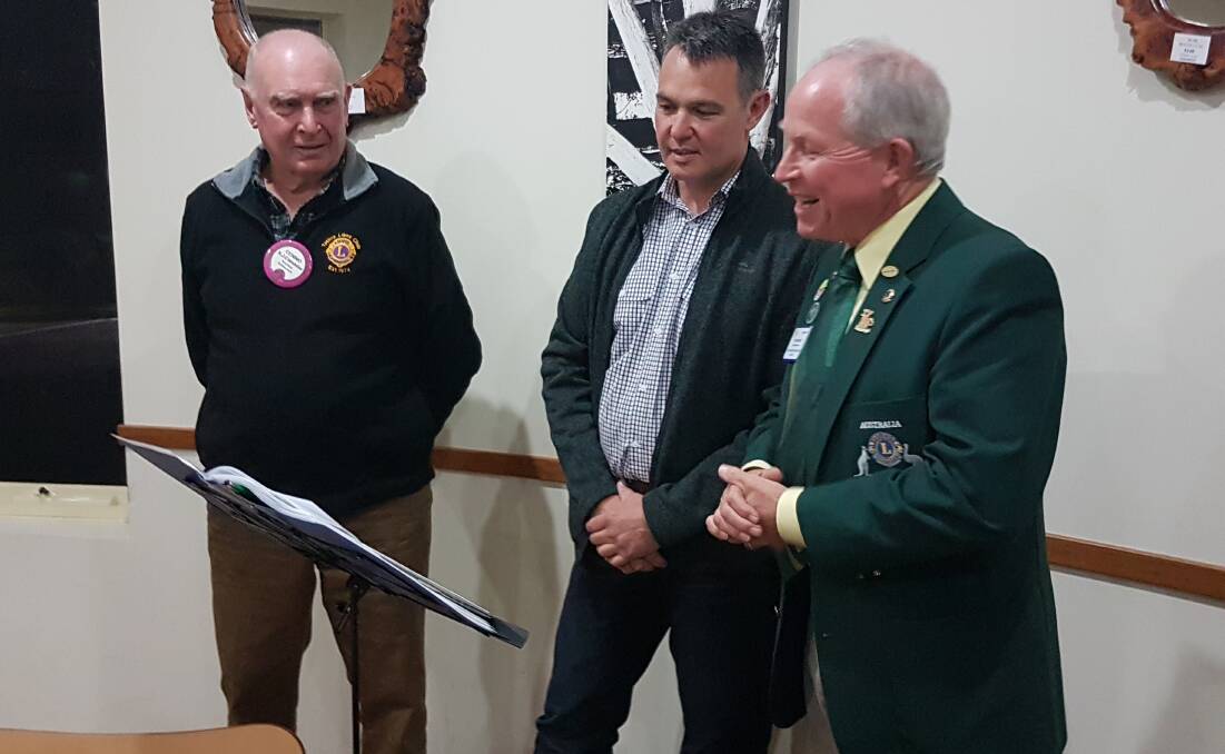 LION CUB: Tathra Lions Club is pleased to welcome latest inductee Ian Alker. Mr Alker was inducted by 1st Vice District Governor Chris Howard and sponsor Rob Cummins.