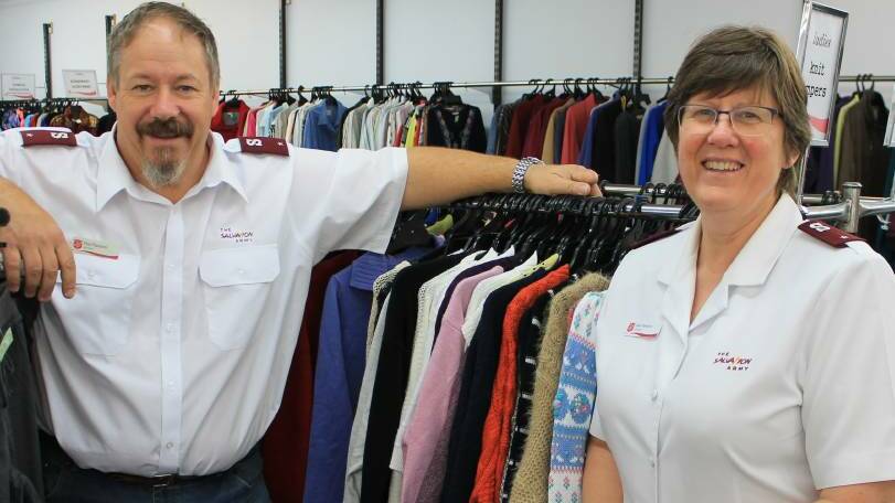 NEW PREMISES: Bega Salvation Army corps officers Rod and Deb Parsons invite the community to help celebrate the official opening of the Salvos' new op shop premises in Bega.