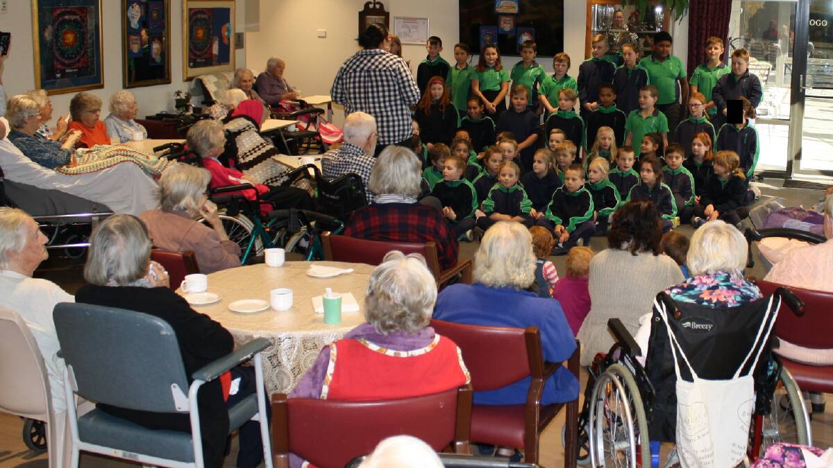 Bega Valley Public School pupils sing for residents at local nursing homes recently.