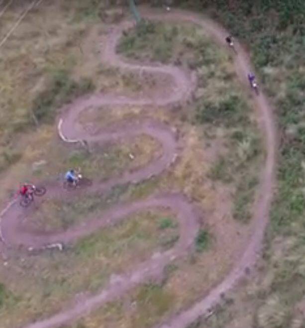 DRON FOOTAGE: An aerial view of a section of the SCAC mountain bike track.