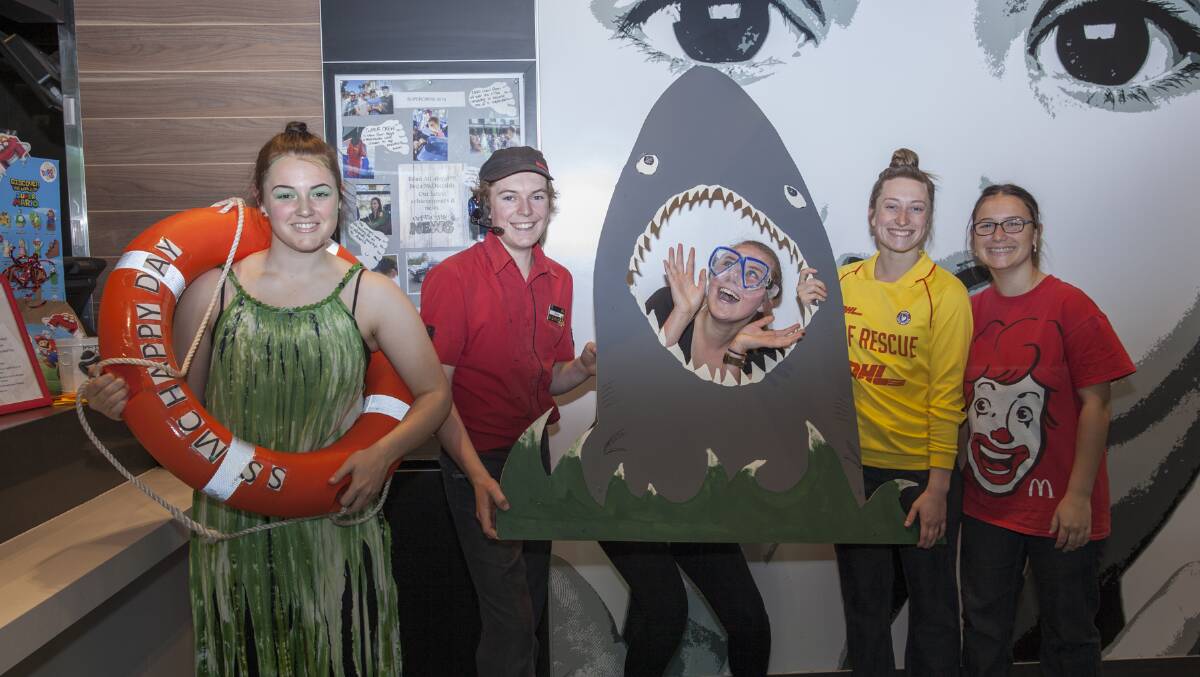 TO THE RESCUE: Staff at McDonald's Bega dress up for McHappy Day at the weekend. Photo: Robert Hayson Photography