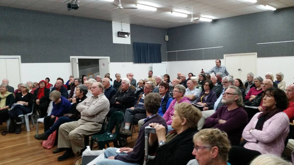 A large crowd turns out for the inaugural Bermagui Community Forum gathering.