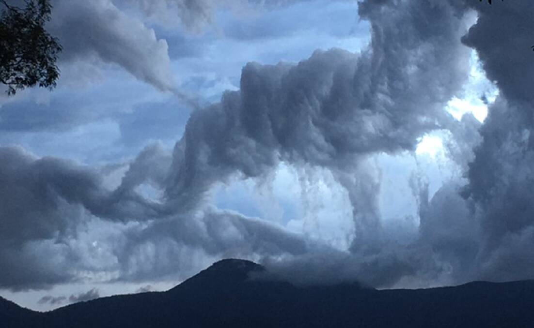 STORM BREWING: Noel Whittem captured this jaw-dropping photo from the back door of the Bemboka Hotel last week looking north toward Pigeon Box Mountain.