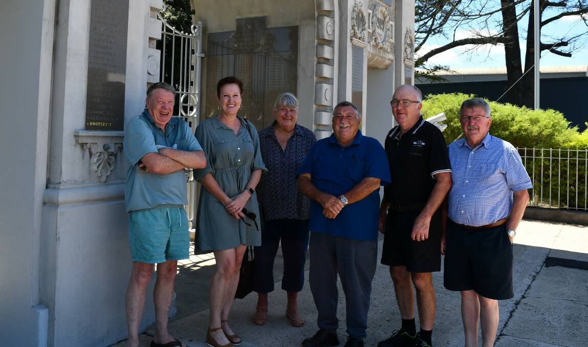 Discussing plans for the centenary celebration of the Bega Soldiers' Memorial are (from left) Kevin Long, Terri Tuckwell, Pat Raymond, Gary Berman, Ken Witchard and Barry Dwyer. Picture by Ben Smyth