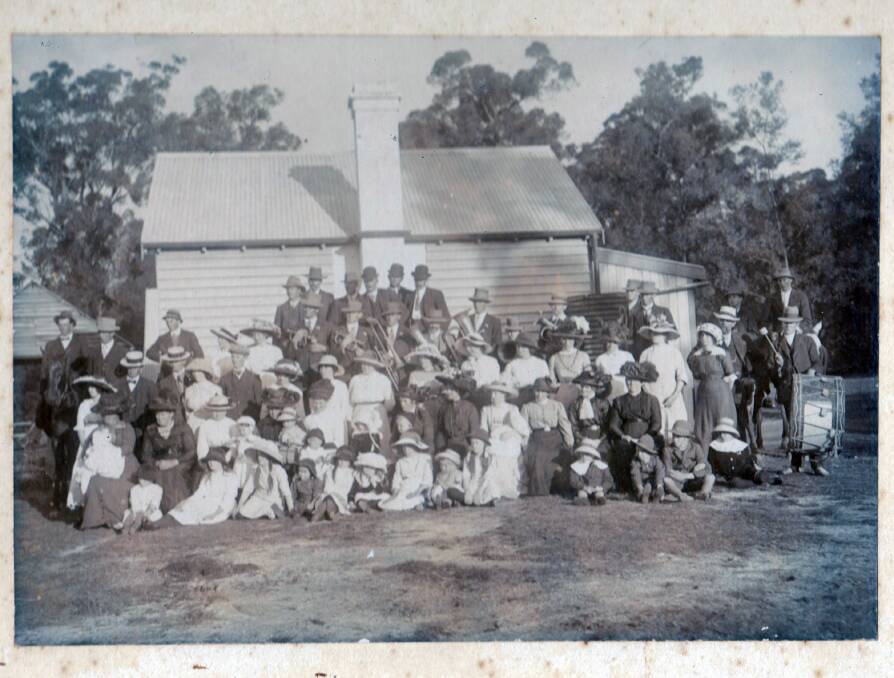SONG OF AGES: The Jellat Jellat choir sings at the Wallagoot Public School. Wallagoot was one of three schools serving rural Valley pupils in the late 1800s. Picture: Bega Valley Historical Society.
