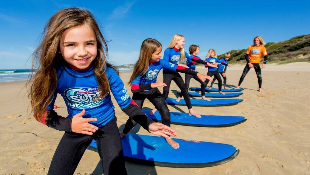 LITTLE LEARNERS: Sapphire Coast company Coastlife Adventures is planning a big program of SurfGrom courses at Pambula Beach this summer.