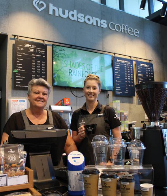 FULL OF BEANS: Hudsons Coffee Bega franchisee Alicia Edmed and barista Kristy Jordan are excited to be part of the CafeSmart initiative. Picture: Ben Smyth