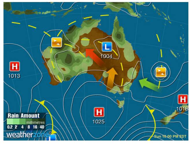 Cyclone action: A potential tropical cyclone in the WA developing on Sunday as well Cyclone Gita off the coast of NSW.