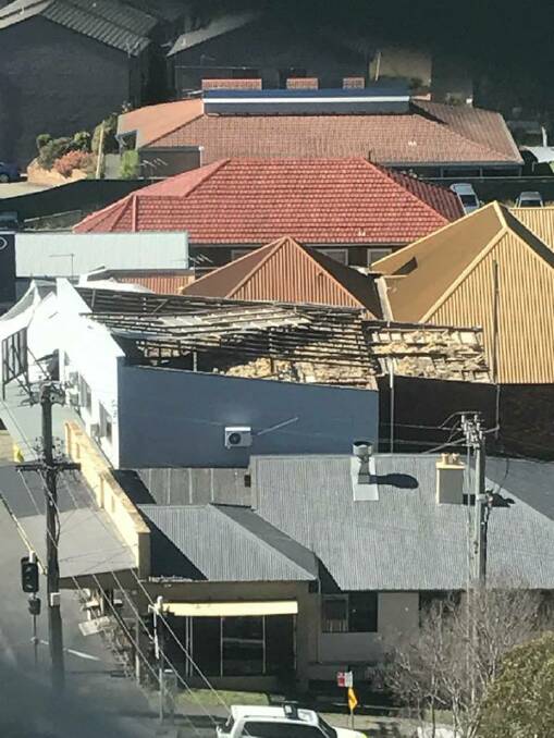 An aerial of the roofless office in Crown St, Wollongong.
