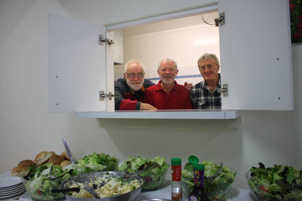 SERVING UP SMILES: Meals on Wheels drivers Kevin Cox of Myrtle Mountain, Eric Cran of Coopers Gully and support service worker Trevor Fowles of Glen Mia. 