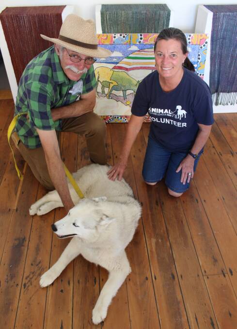 TAIL OF HOPE: Artist Keith Coleman and Animal Welfare League volunteer Wendy Cook are hosting the exhibition and market event to help home abandoned dogs like nine-year-old malamute-cross, Inca.