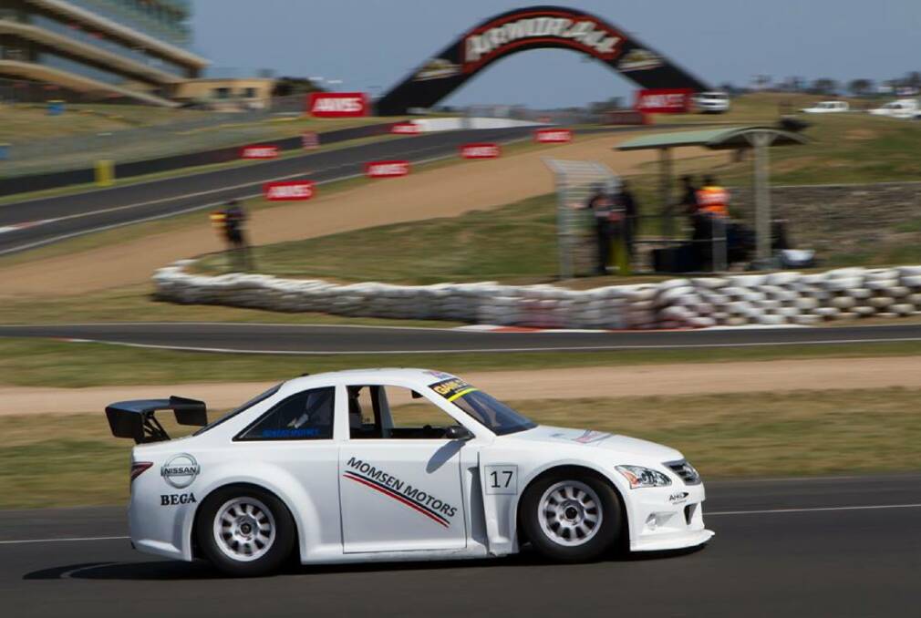 Bega car salesman Rob Motbey turns on to pit straight during an Aussie Racing Car competition at Bathurst in 2015. 