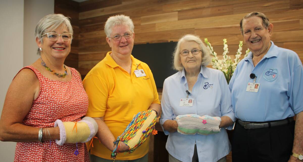 Hospital volunteers Yetty Burgess and Rhonda Crowe with Pastral Care volunteers Jill and Allen Collins. 