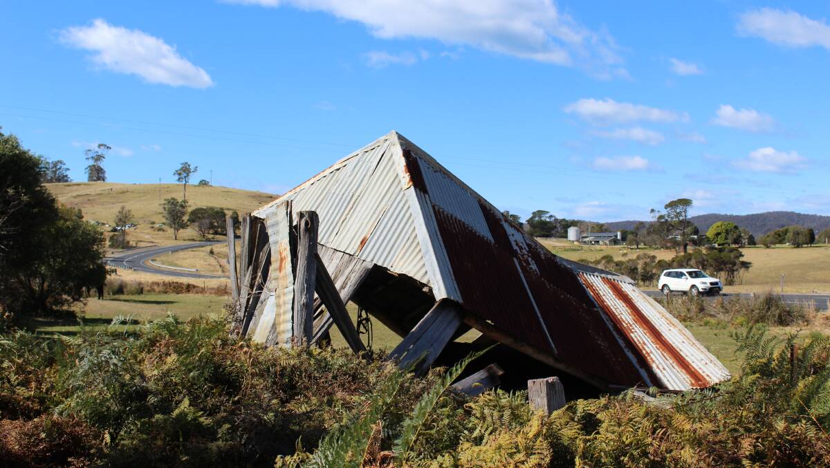A well-known icon alongside Tathra Road doesn't stand so tall anymore. The approximately 100 year old horse shed was blown over in recent extreme winds. 