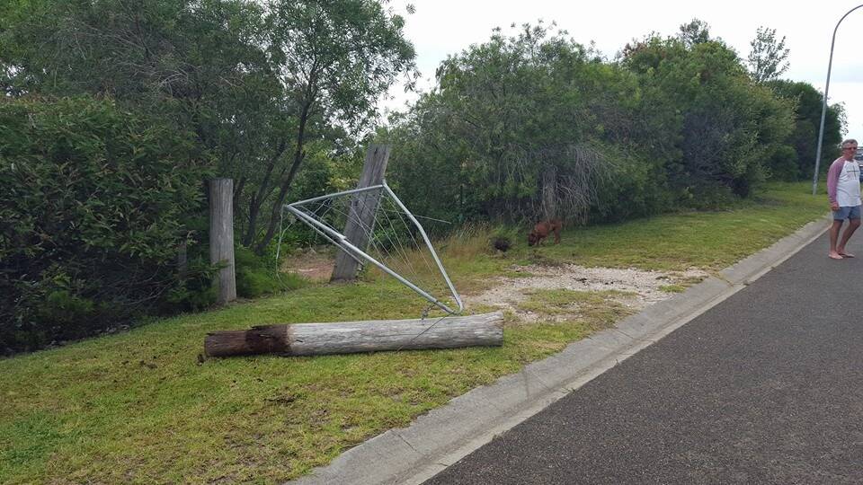 The gate between Berrambool and Mirador which was busted apart by the speeding vehicle.