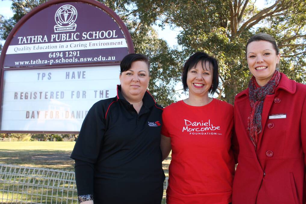 Encouraging Far South Coast schools to register for the Capital To Coast Day for Daniel Tour are (from left) Day for Daniel 2015 ambassadors Rebecca Kotz and Melissa Pouliot with Tathra Public School assistant principal Kylie Leung. Tathra Pubic has registered for Day for Daniel. 