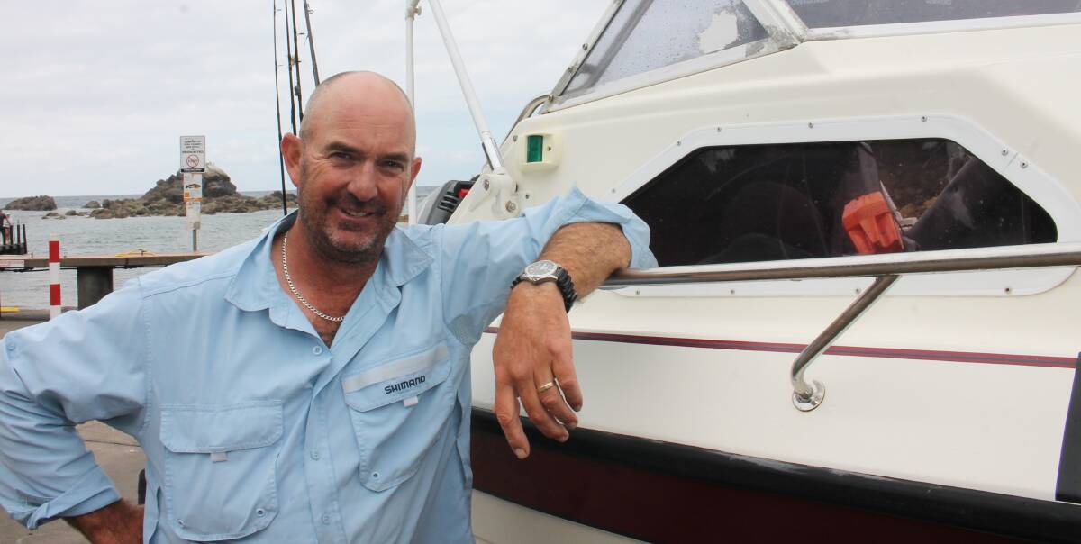 BACK ON DRY LAND: Speaking at Kianinny, Daryl Treloar of Ballarat said he ran into a spot of trouble in the ocean north of Tathra on Wednesday when his boat began to take on water in heavy seas. 