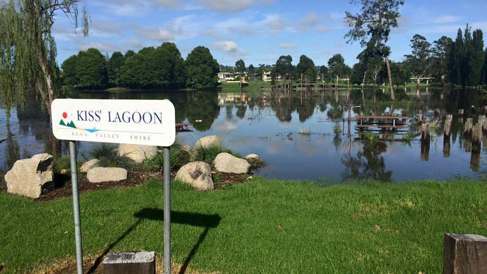 EXPANDING: Kiss's Lagoon in Bega gets a little flooded after rainfall on the night of Saturday, January 30. 