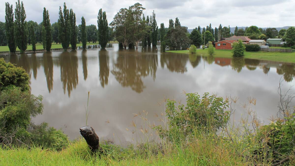 SUBMERGED: The Bega softball oval went under water on January 5 after heavy rains flooded the Bega River. 