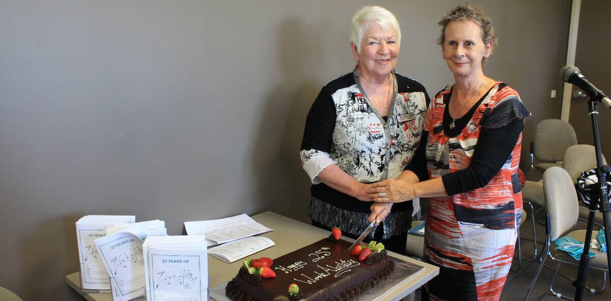 PARTY: WorkAbility's patron Junee Waites and executive manager Virginia Fitzclarence cut the cake at the service's 25th birthday celebrations. 