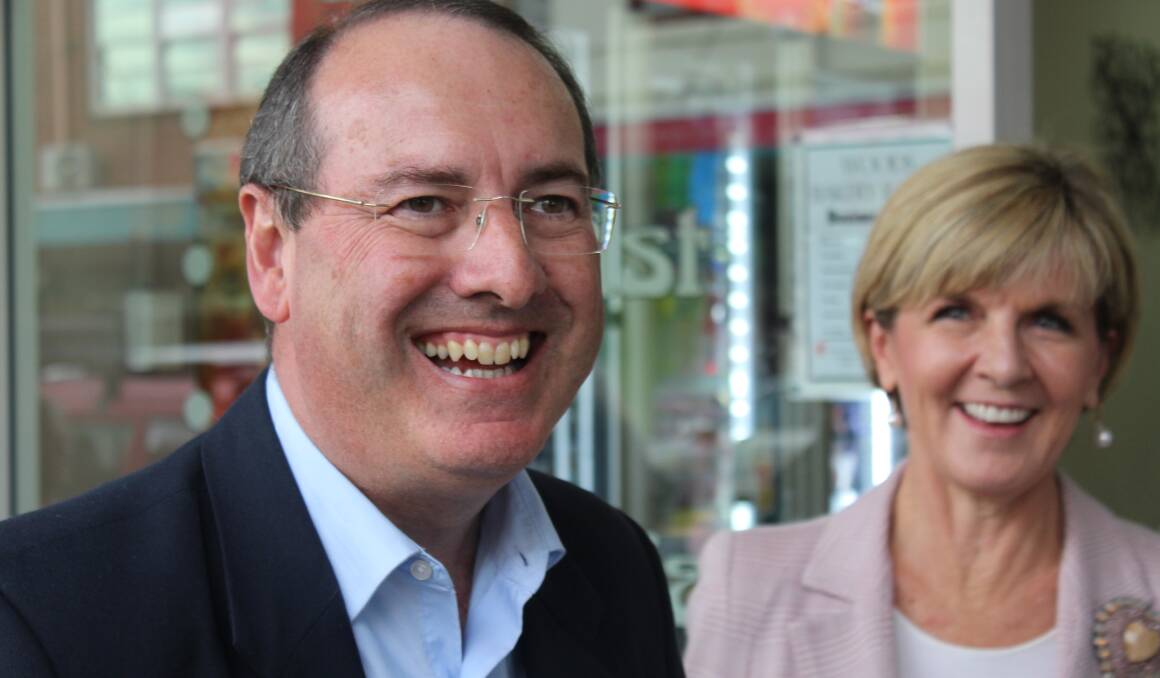 Former Member for Eden-Monaro Peter Hendy with Foreign Affairs Minister Julie Bishop.