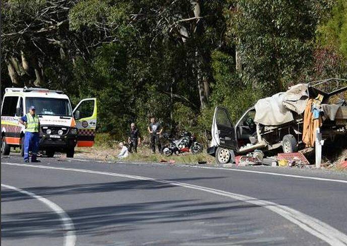 FATAL COLLISION: The scene of the crash looking east down Wallaga Lake Road after coming around the bend heading south down to Bermagui.