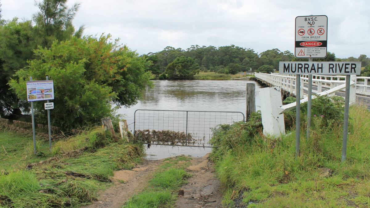 DANGEROUS: A man has been fined after attempting to cross the Murrah Bridge while it was flooded. 