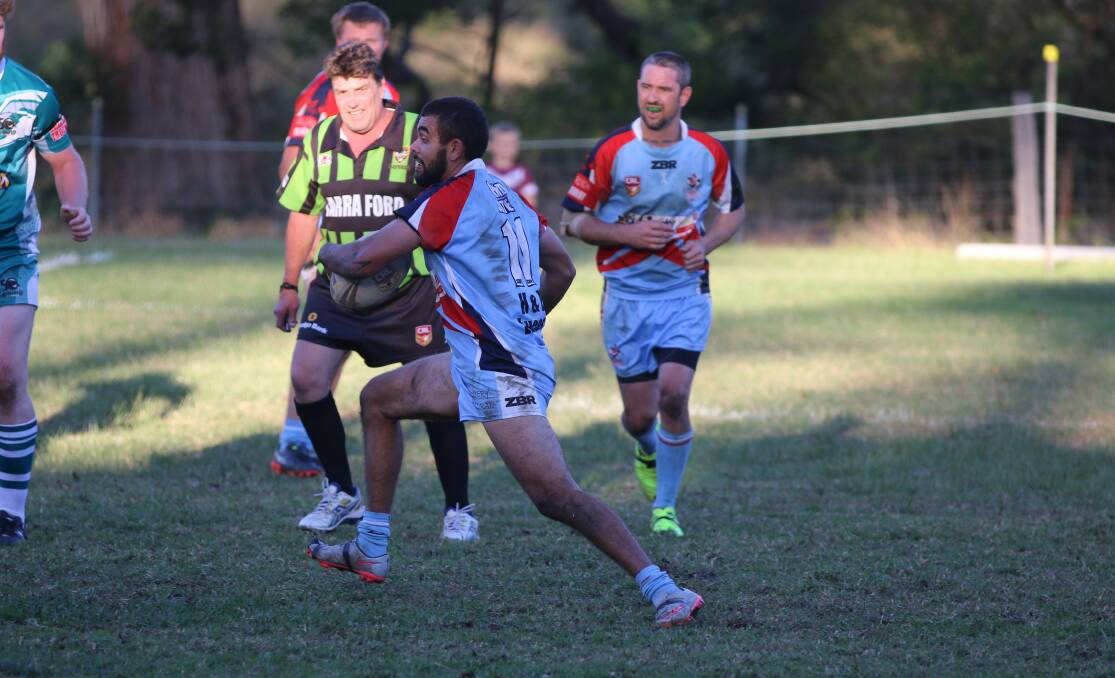 On the burst: Dillon Aldridge makes a mad dash for the reserve grade Roosters recently with the club getting over Cooma on Sunday. 