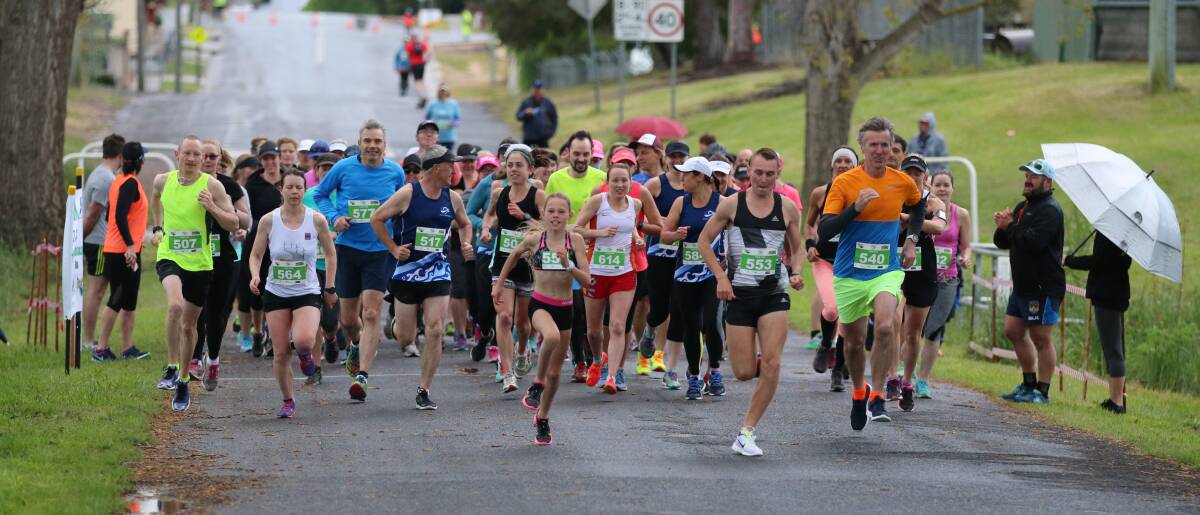 Fun Run: Some of the runners bursting off the line for the start of last year's 10km Bega Fun Run with a good forecast for Sunday. 