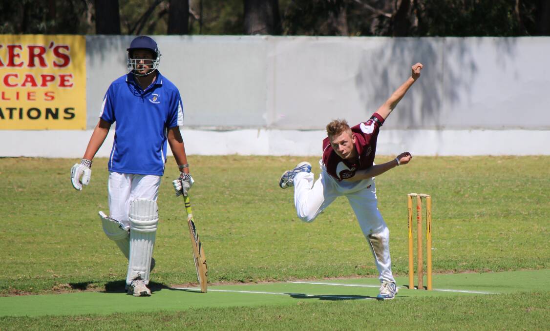Good aim: Chris Dwyer, pictured bowling against Pambula, led with the ball for the Sea Eagles on Saturday, taking three Mallacoota scalps. 