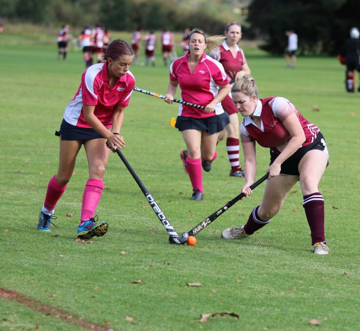 control skills: Taleesha Heyhorn swoops on a ball against Elders in an A grade clash during hockey's return on the weekend. 
