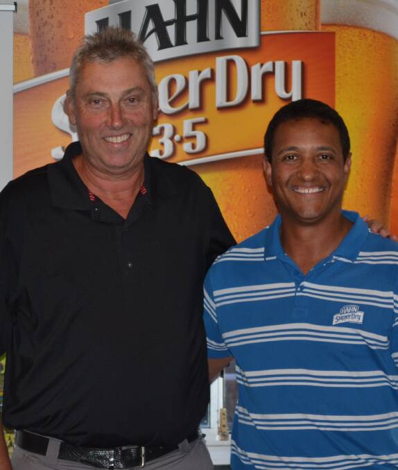 PGA legends winner Mike Harwood with Michael Vanzetti.