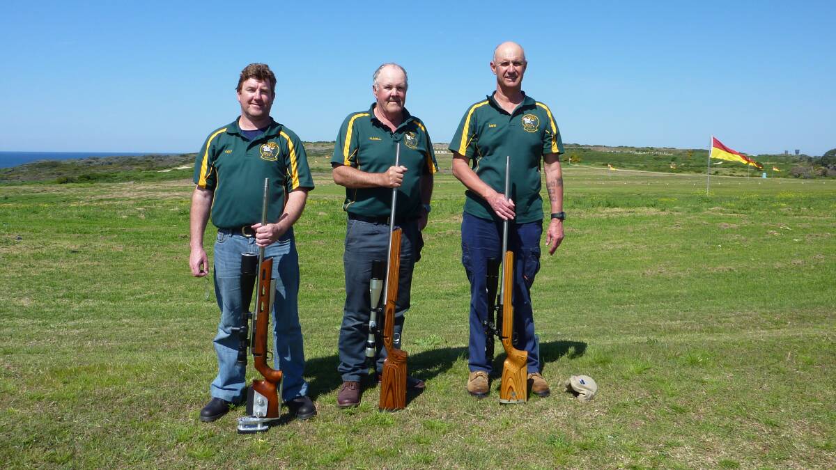 On tour:  Colin Twigg, Russell Palmer and David Durrant ready to contest three separate shoots on the weekend. 