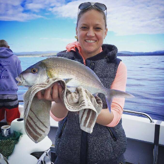 Nice catch: Erin Pickering  shows a lovely morwong caught off Haycock Point, Merimbula, on charter vessel Rathlin II. There were catches of morwong and snapper all along the local reefs from Eden to Bermagui last weekend.