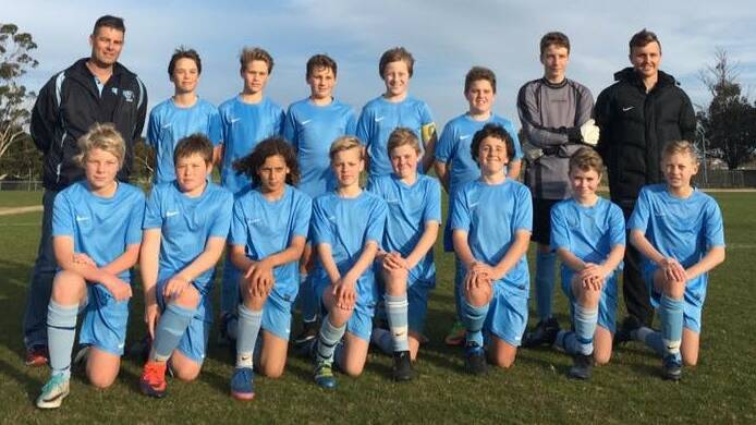 The FSC rep football team - known as the Coasties - with team manager Craig Howker and coach Toby Willington. 