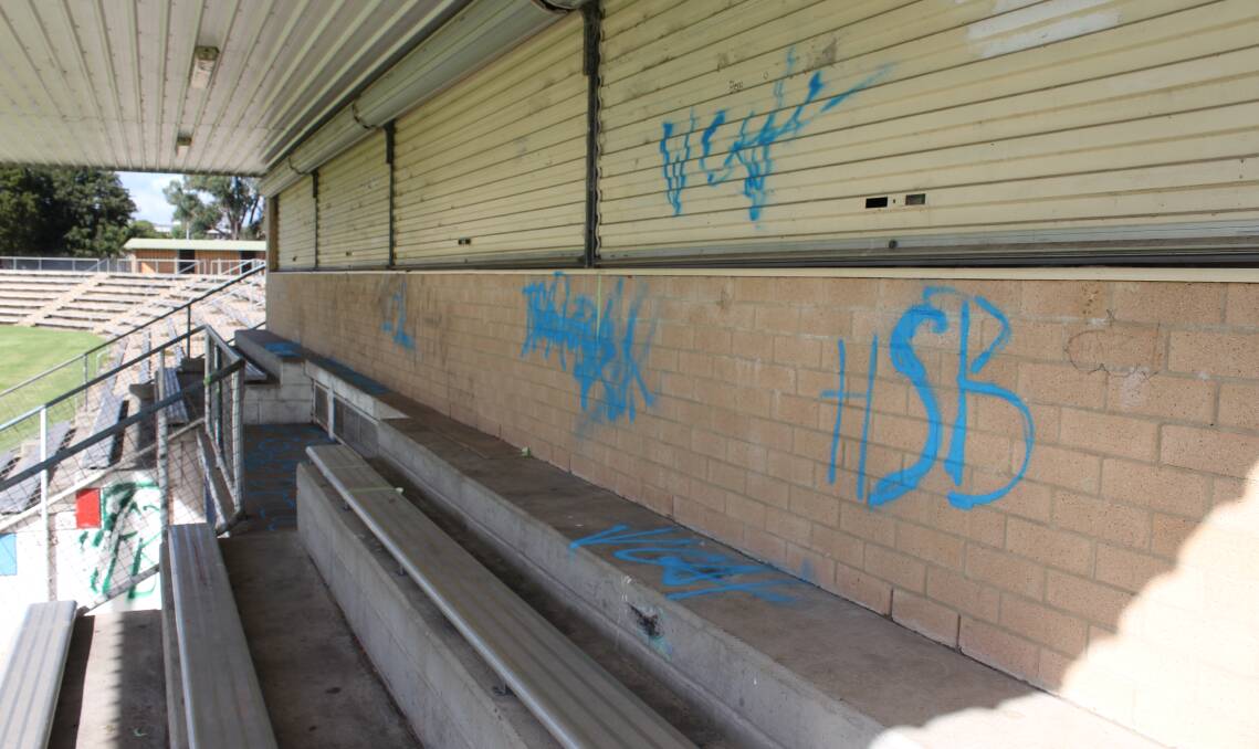 Disrespectful: Just some of the graffiti spray-painted on the Bega Recreation grand stand earlier this week. 