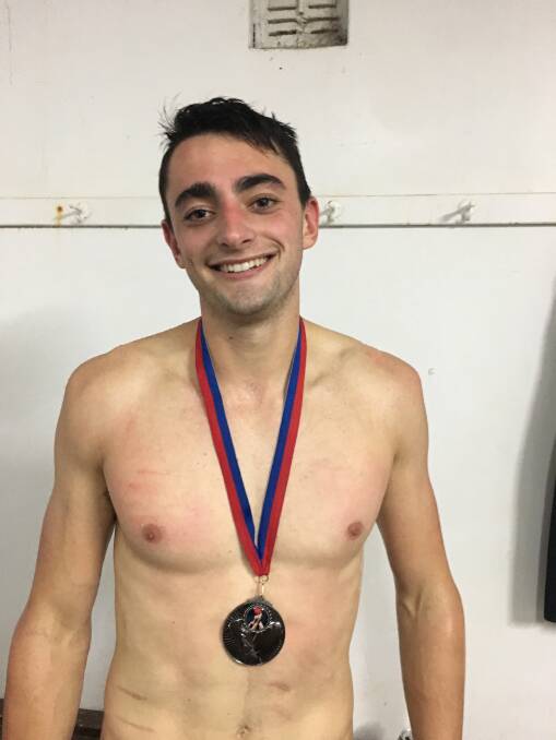 Match honours: Louis Coulton accepts the prestigious Anzac weekend Man of the Match award after an eight-goal haul against Eden on Saturday. Picture: supplied. 