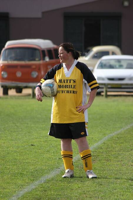 Wolumla players' player Lisa Oldham looks for options before a throw in as the ladies squad scored a 3-0 win over Merimbula on Sunday. 